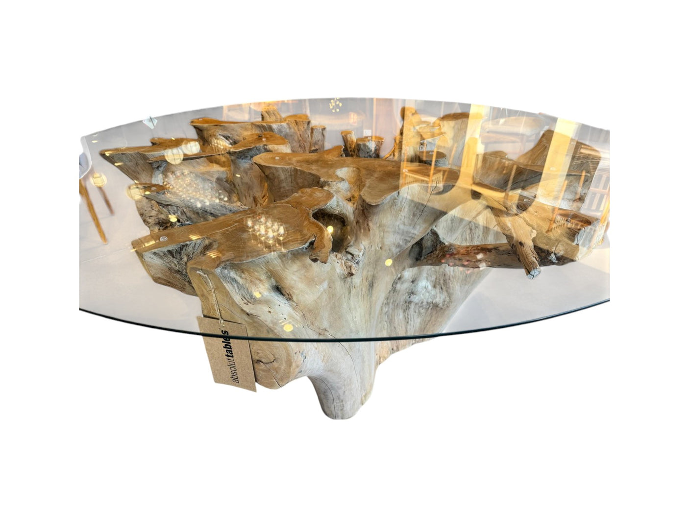 MESA RAÍZ CON CRISTAL 180 X 78
