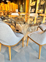MESA RAÍZ CON CRISTAL 180 X 78
